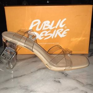 *BRAND NEW* Public Desire Talk Nude Patent Heels